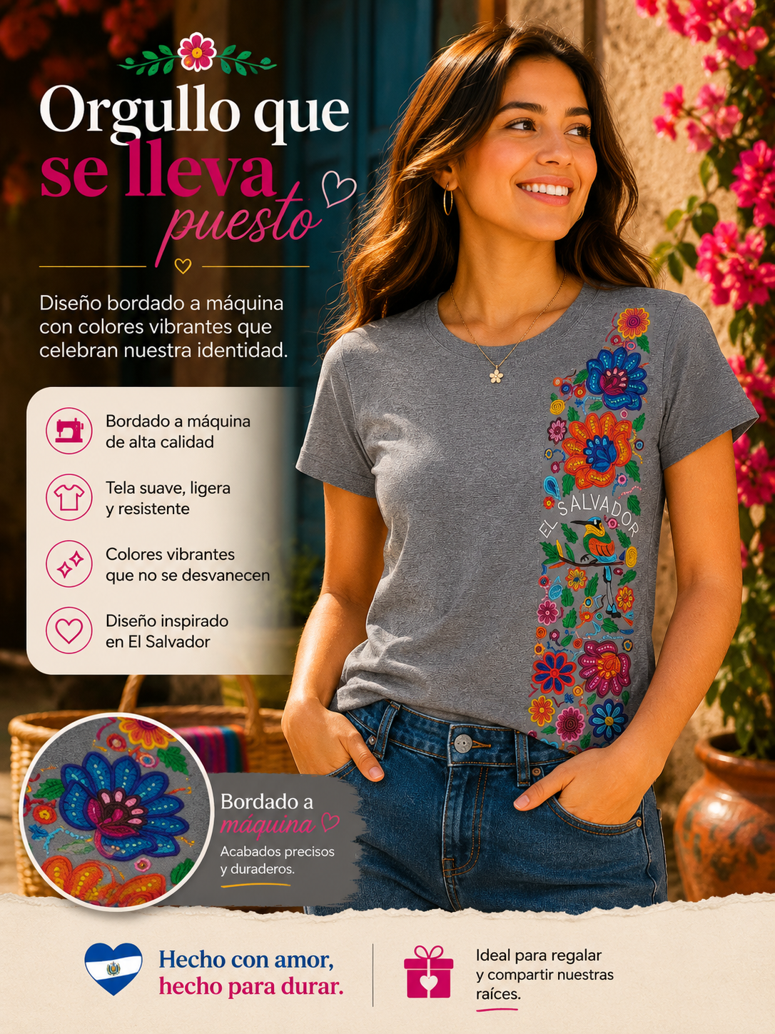 Camisa con Bordado - Gris