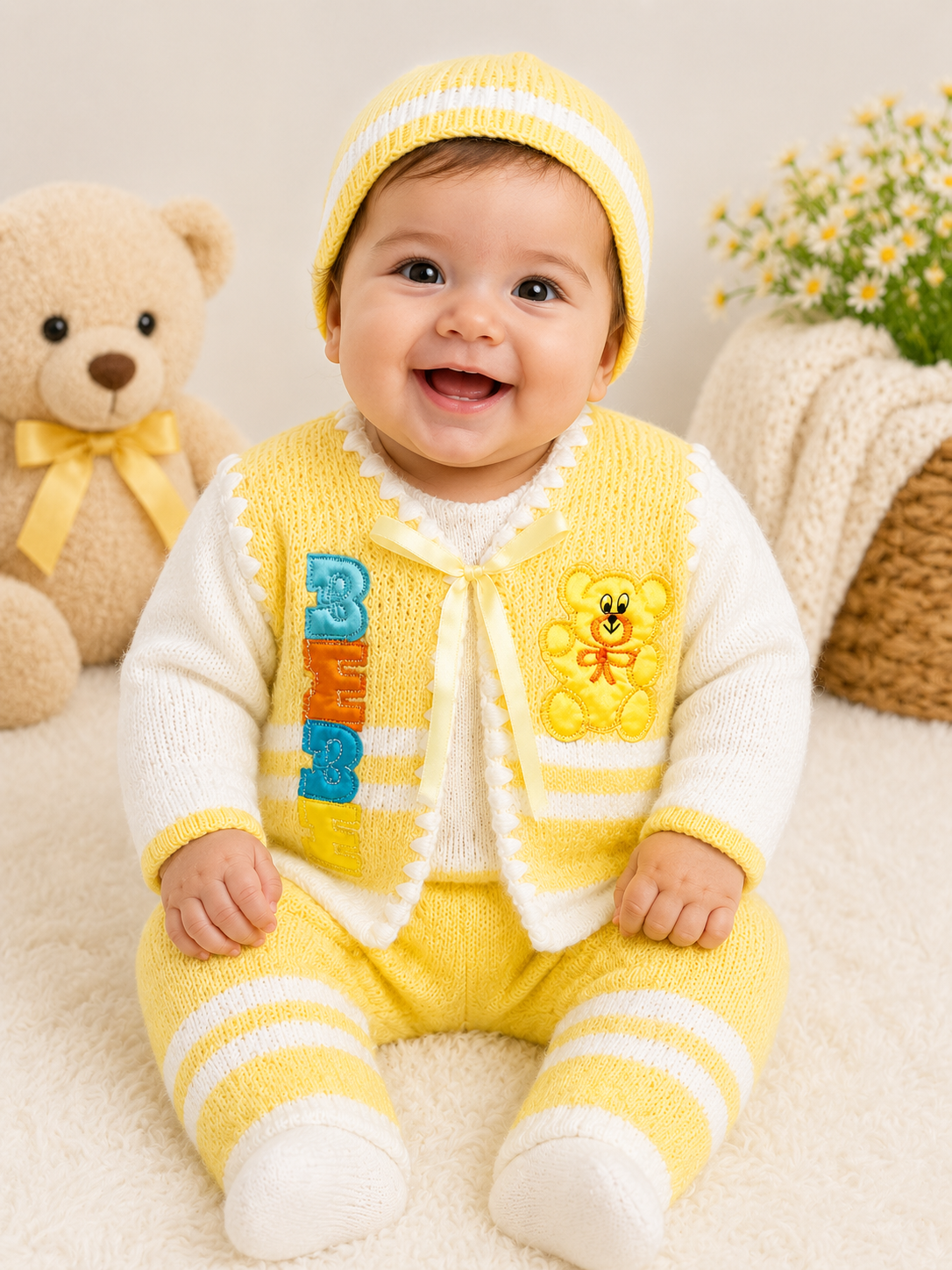 Traje de Punto Para Bebe - Amarillo