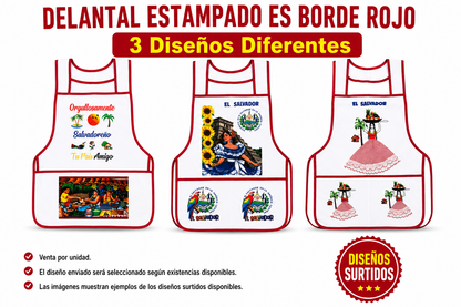Delantal ES 🇸🇻 Borde Rojo o Azul