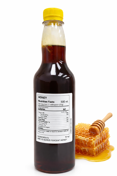 Botella con Miel de Abeja Pura