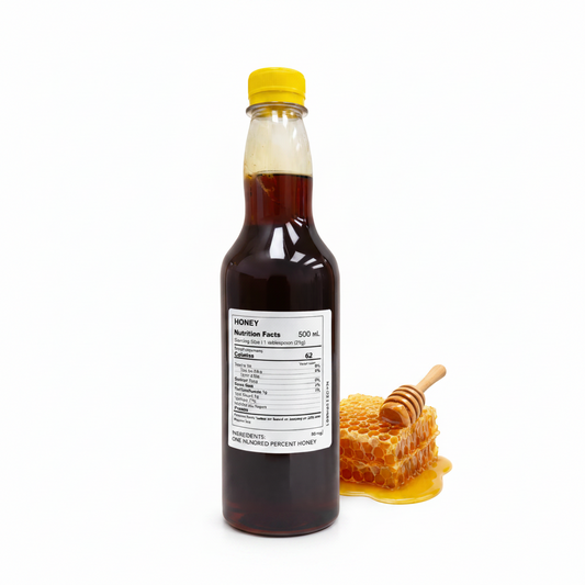 Botella con Miel de Abeja Pura