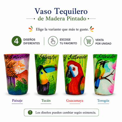 Vaso Tequilero de Madera Pintado