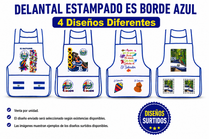 Delantal ES 🇸🇻 Borde Rojo o Azul