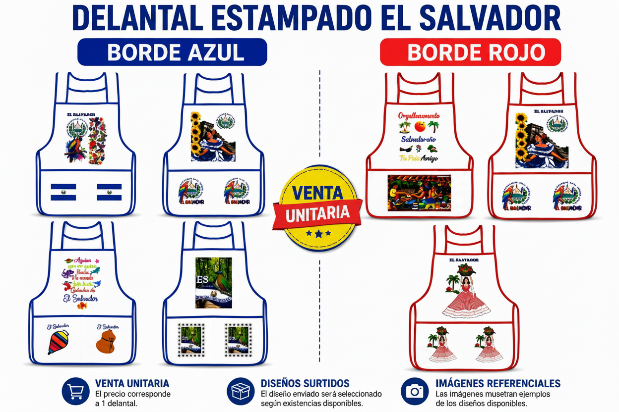 Delantal ES 🇸🇻 Borde Rojo o Azul