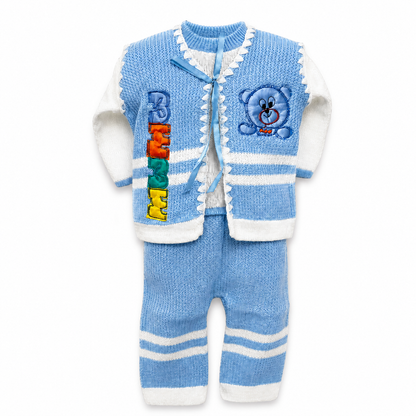 Traje de Punto Para Bebe - Azul