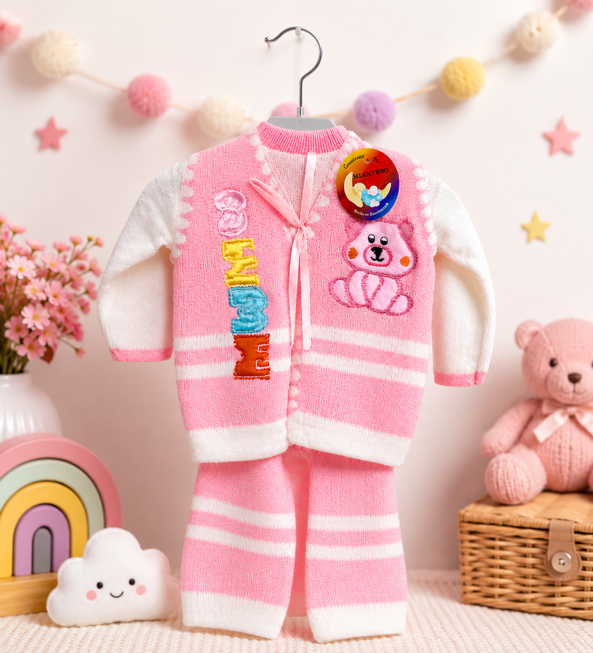 Traje de Punto Para Bebe - Rosa