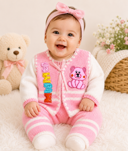 Traje de Punto Para Bebe - Rosa