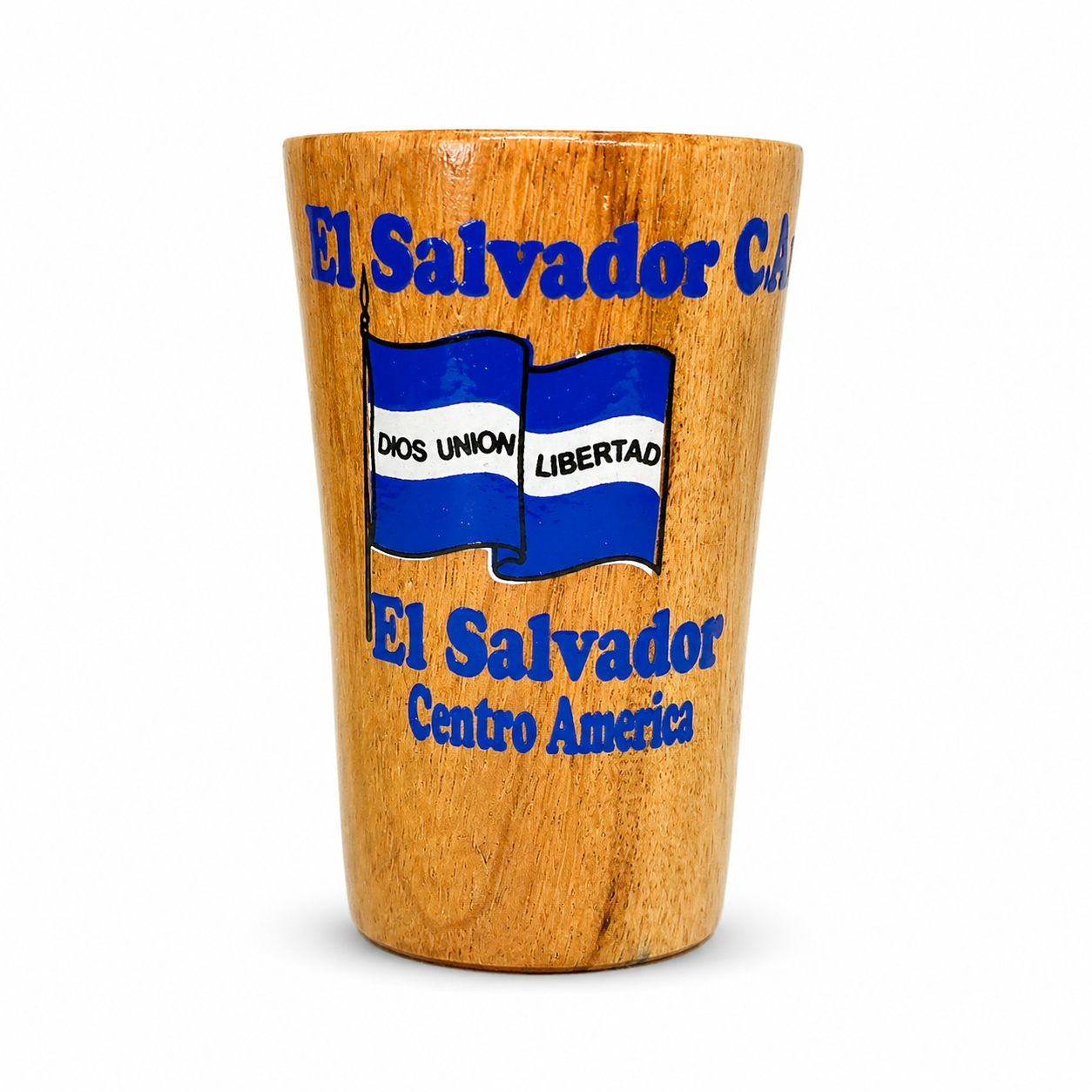 Vaso Tequilero de Madera - Simbolos de El Salvador