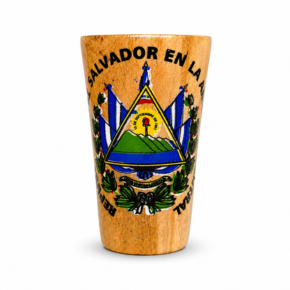Vaso Tequilero de Madera - Simbolos de El Salvador
