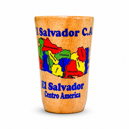 Vaso Tequilero de Madera - Simbolos de El Salvador